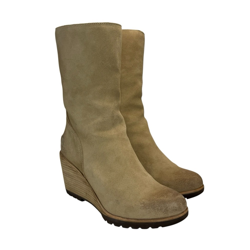 Sorel After Hours Mid Top Beach Tan Suede Boots Woman's Size 9.5 NL2563-213